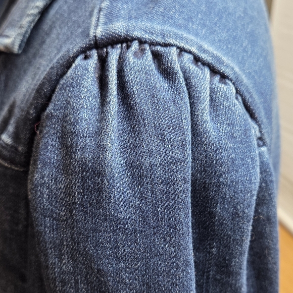 INC Women's Puff-Sleeve Blue Denim Jean Jacket - Picture 7 of 7